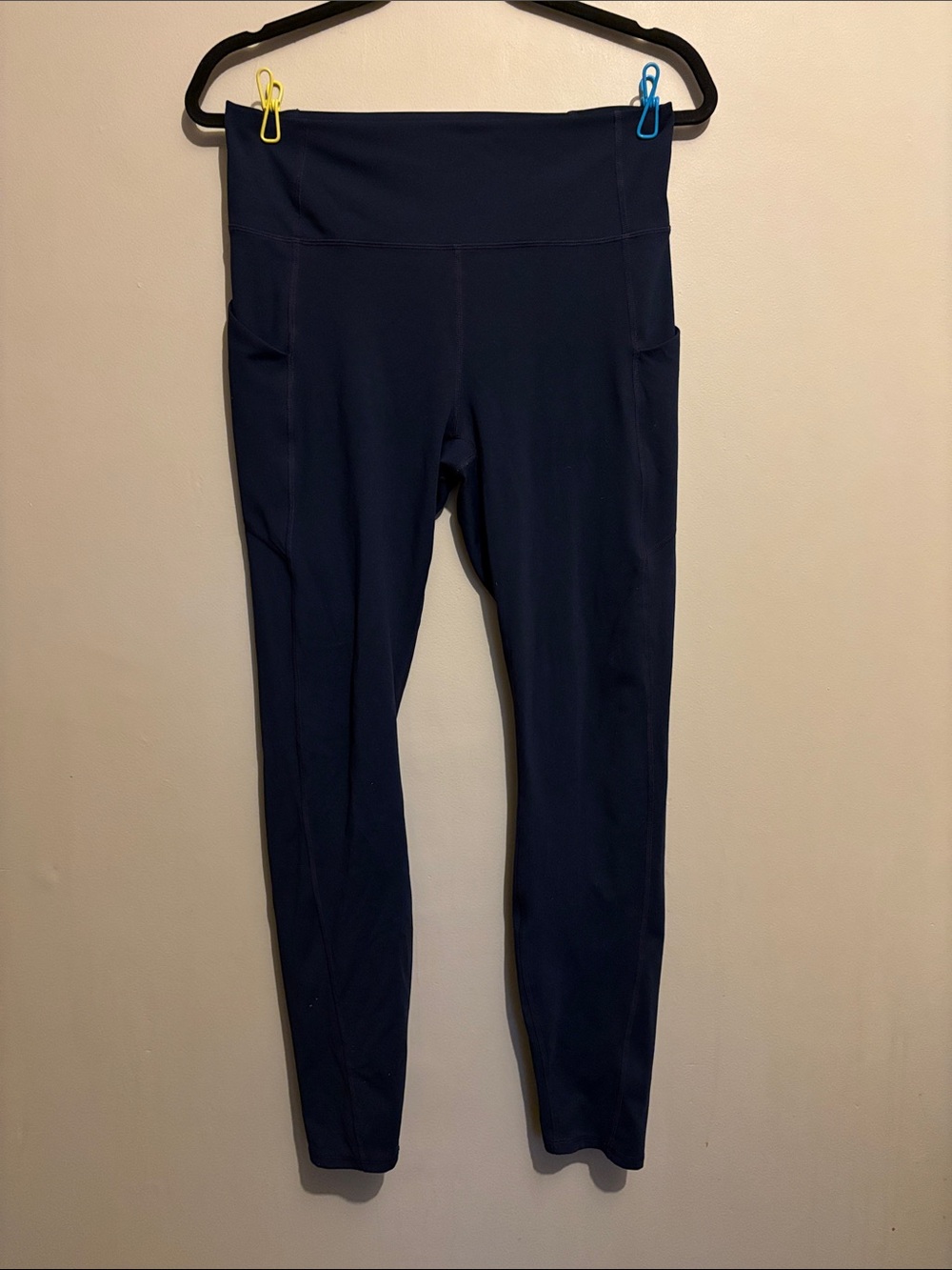 Fabletics PureLux Navy High-Waist Leggings with Side Pockets